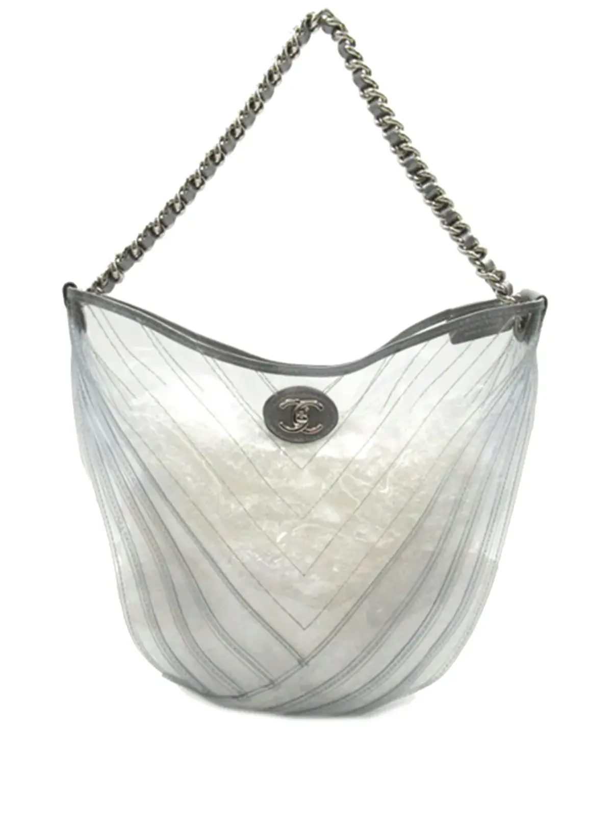 CHANEL ビンテージ 2018 CC PVC Droplet ホーボーバッグ グレー - 画像1