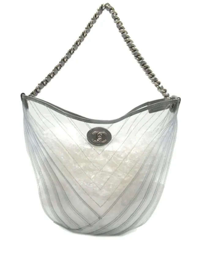 CHANEL Pre-Owned CHANEL ビンテージ 2018 CC PVC Droplet ホーボーバッグ グレーの商品画像