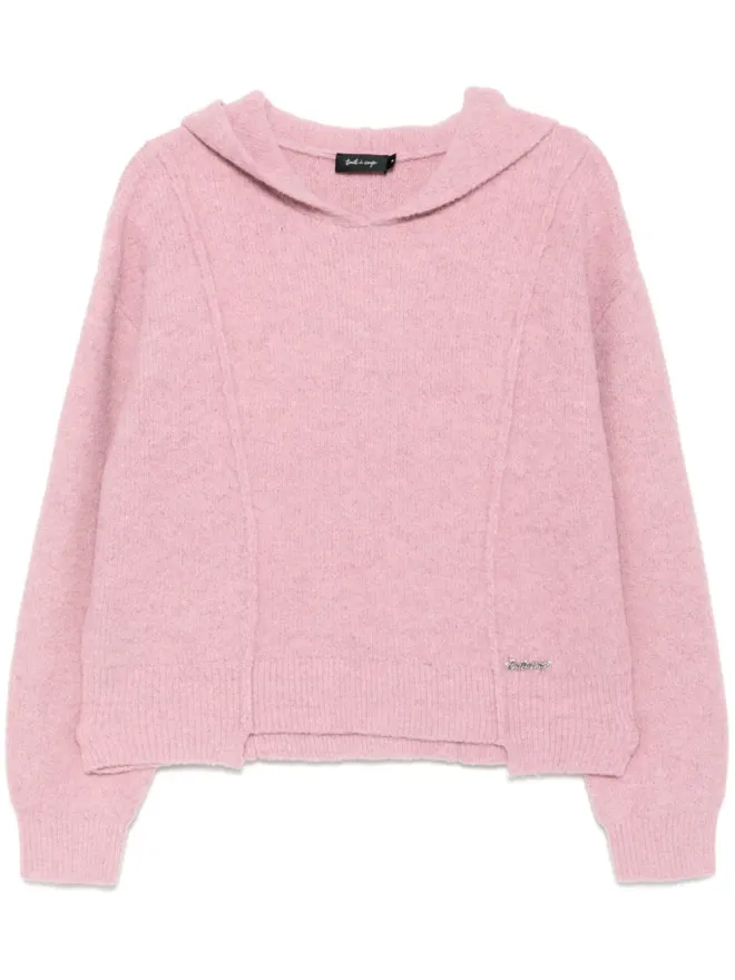 tout a coup tout a coup ロゴプレート付きフード付きニットプルオーバー - Pinkの商品画像