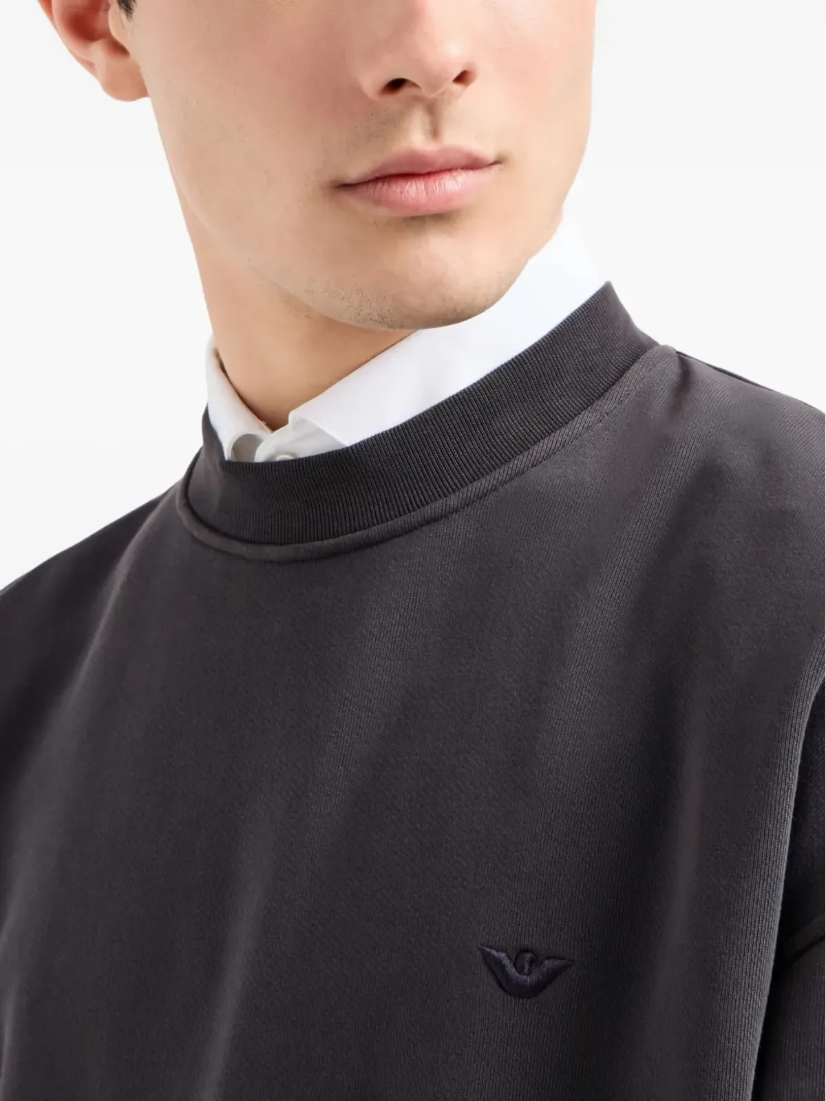 Emporio Armani ロゴ刺繍入りクルーネック スウェット - グレー - 画像5