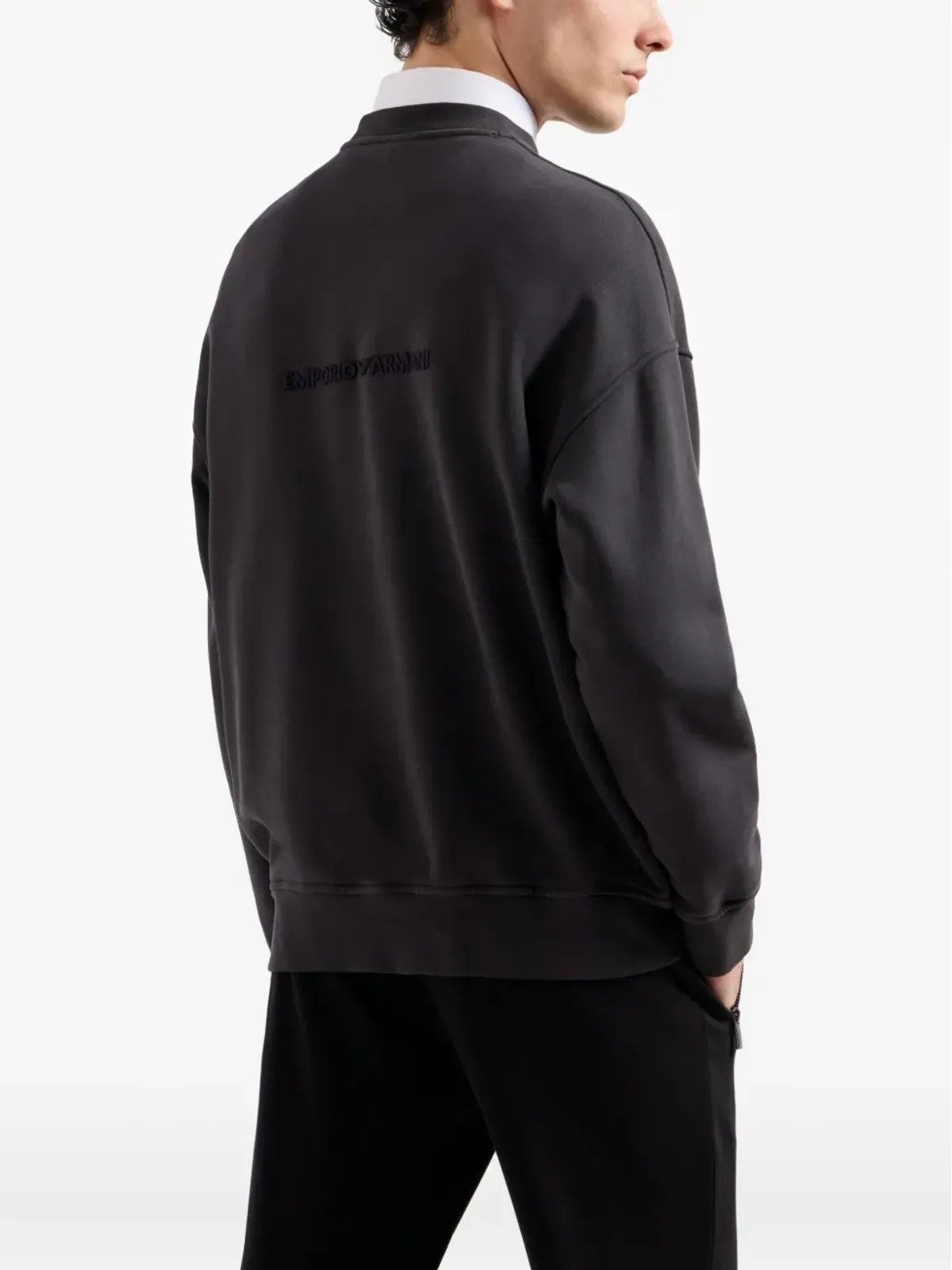 Emporio Armani ロゴ刺繍入りクルーネック スウェット - グレー - 画像4