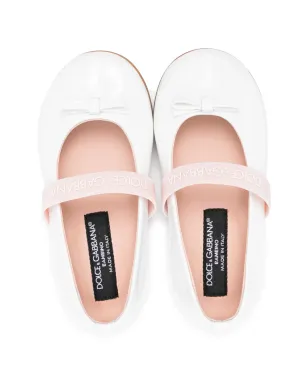 Dolce & Gabbana Kids リボンディテール バレエフラット - ホワイト - サムネイル3