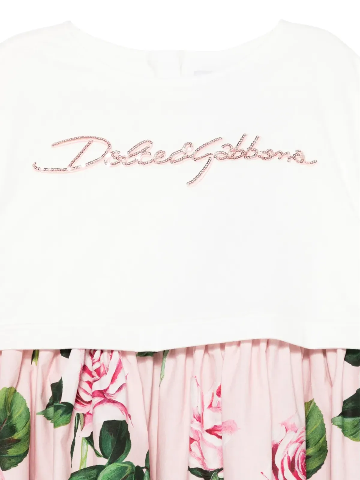 Dolce & Gabbana Kids スパンコールロゴドレス ピンク - 画像3