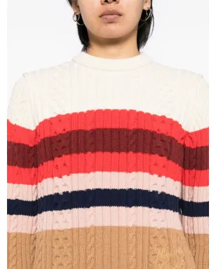 Maison Kitsuné ストライプ柄ケーブルニットセーター - マルチカラー - サムネイル5