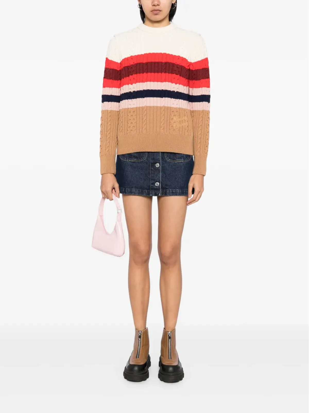 Maison Kitsuné ストライプ柄ケーブルニットセーター - マルチカラー - 画像2