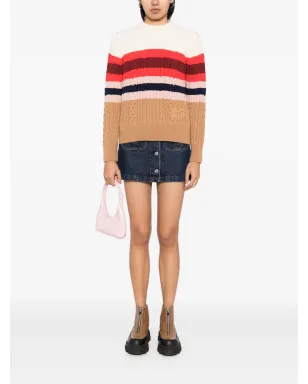 Maison Kitsuné ストライプ柄ケーブルニットセーター - マルチカラー - サムネイル2