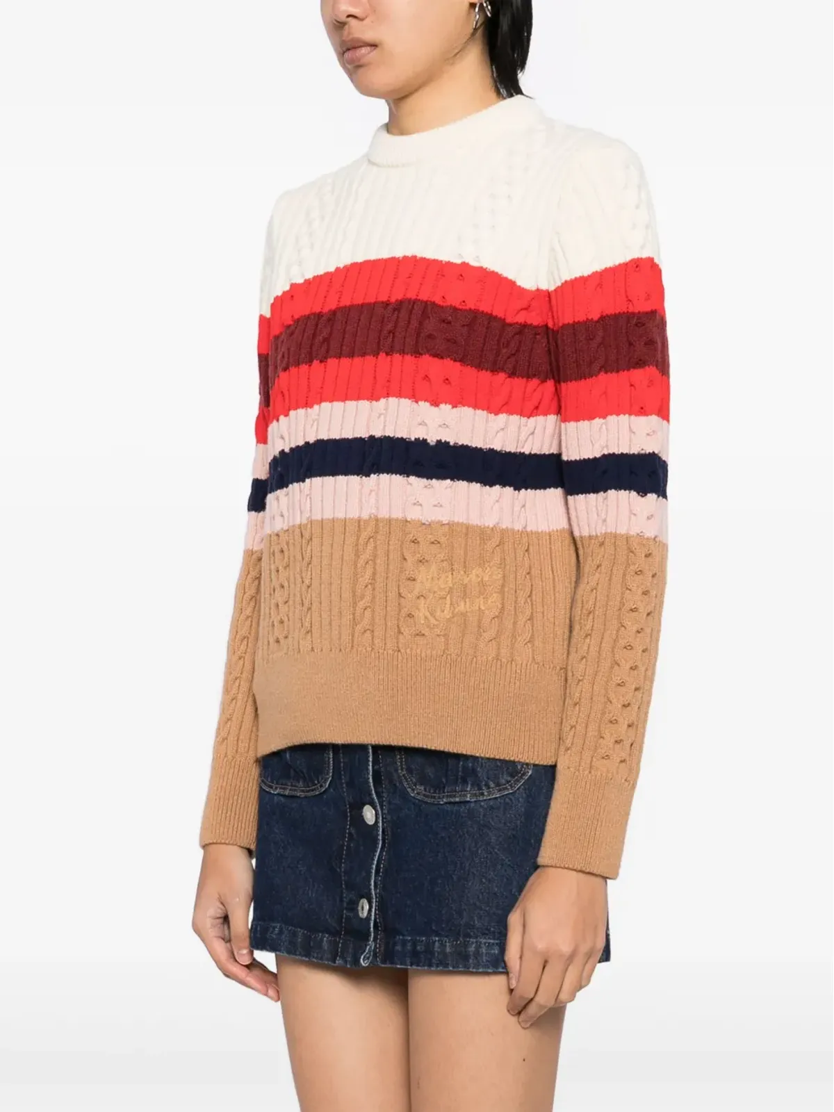Maison Kitsuné ストライプ柄ケーブルニットセーター - マルチカラー - 画像3