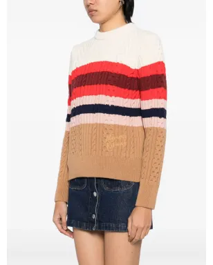 Maison Kitsuné ストライプ柄ケーブルニットセーター - マルチカラー - サムネイル3