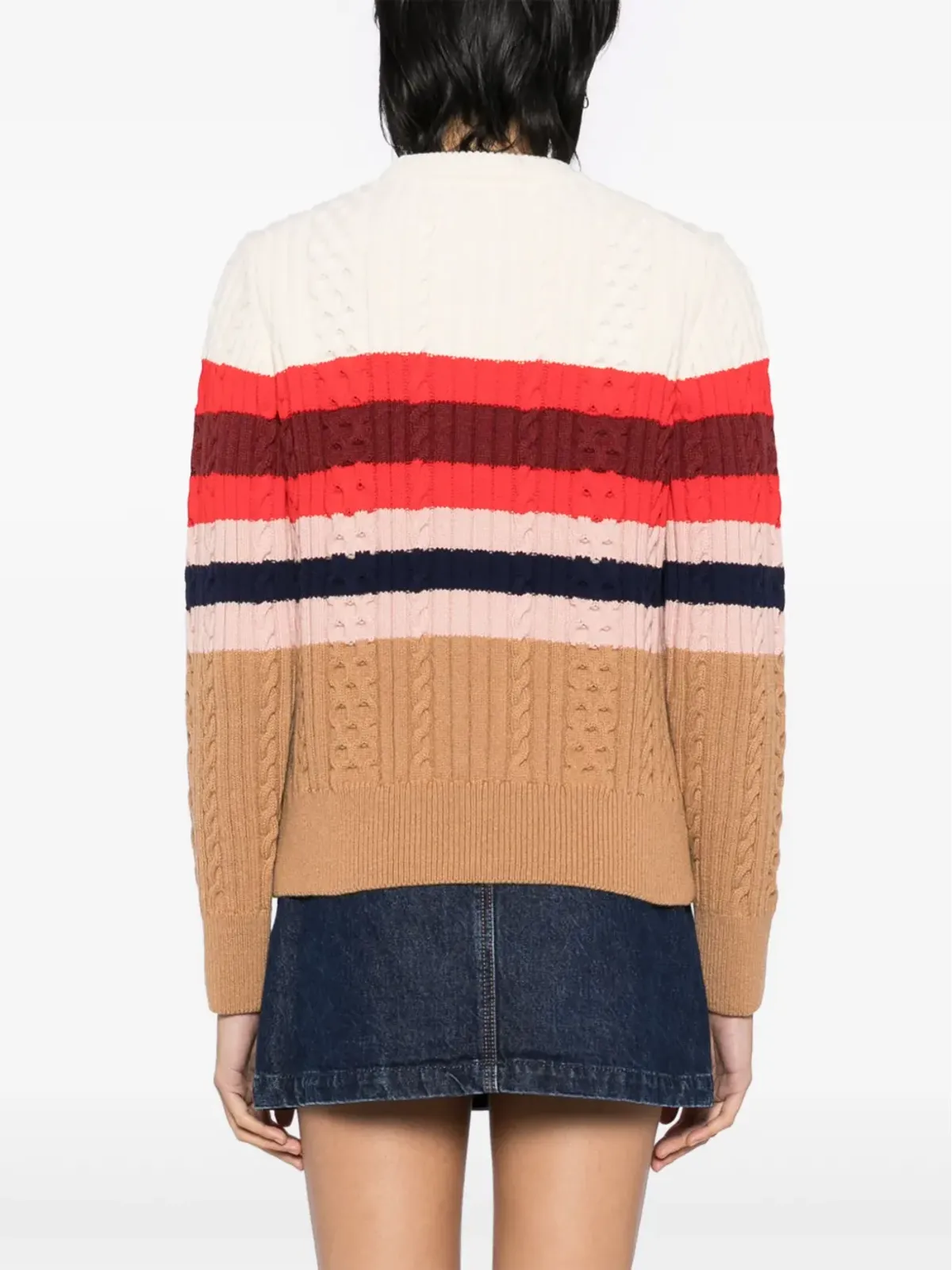 Maison Kitsuné ストライプ柄ケーブルニットセーター - マルチカラー - 画像4