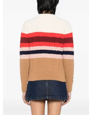 Maison Kitsuné ストライプ柄ケーブルニットセーター - マルチカラー - サムネイル4