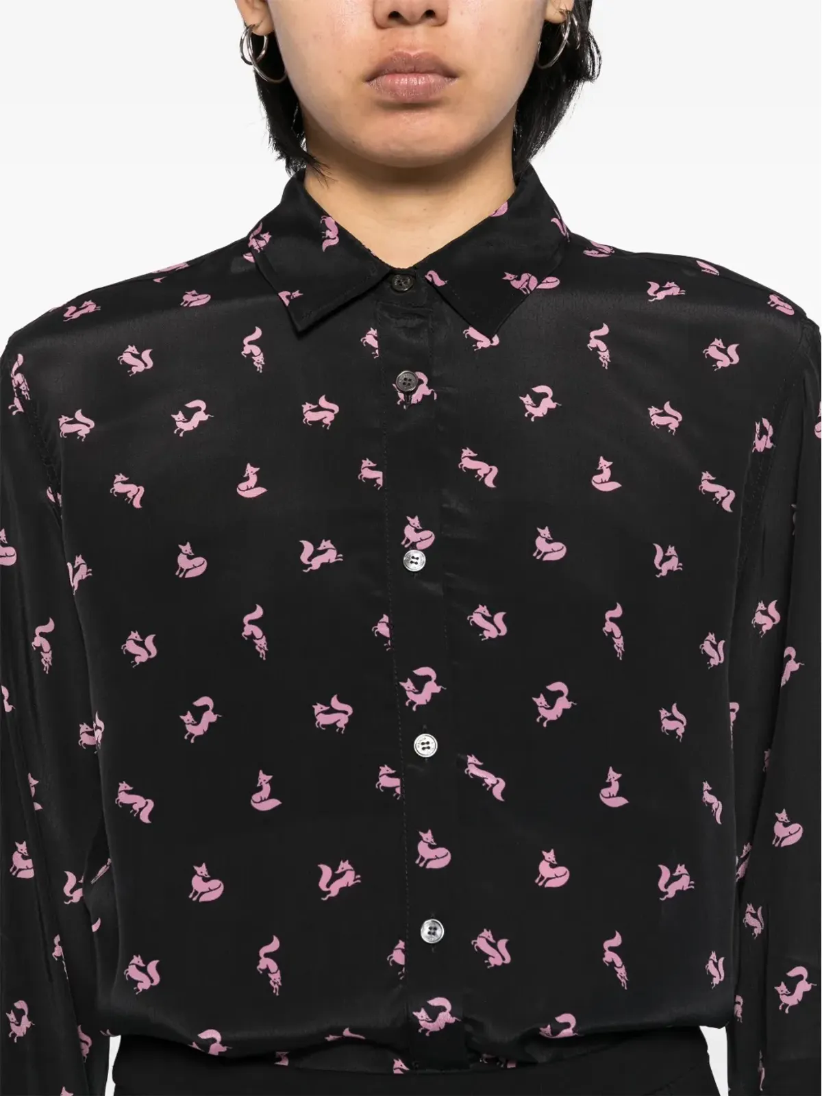 Maison Kitsuné クラシック フルイド シャツ ブラック - 画像5