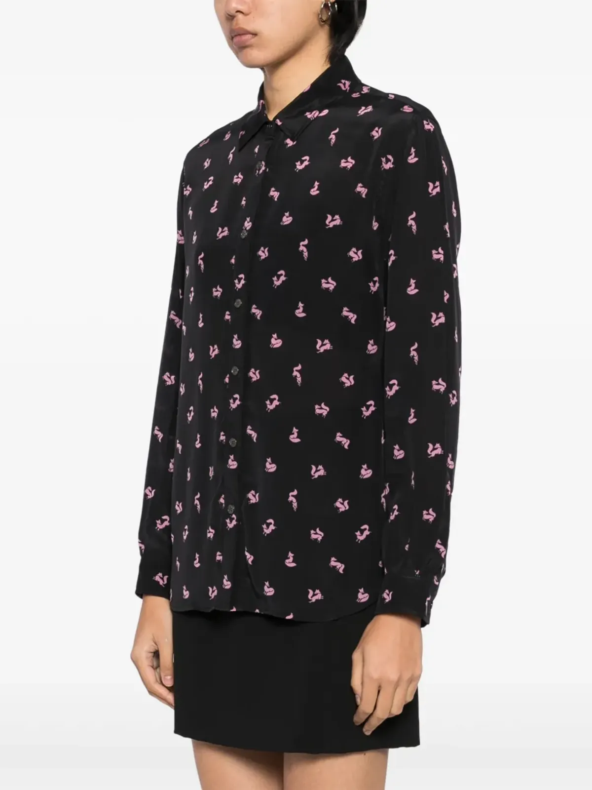 Maison Kitsuné クラシック フルイド シャツ ブラック - 画像3