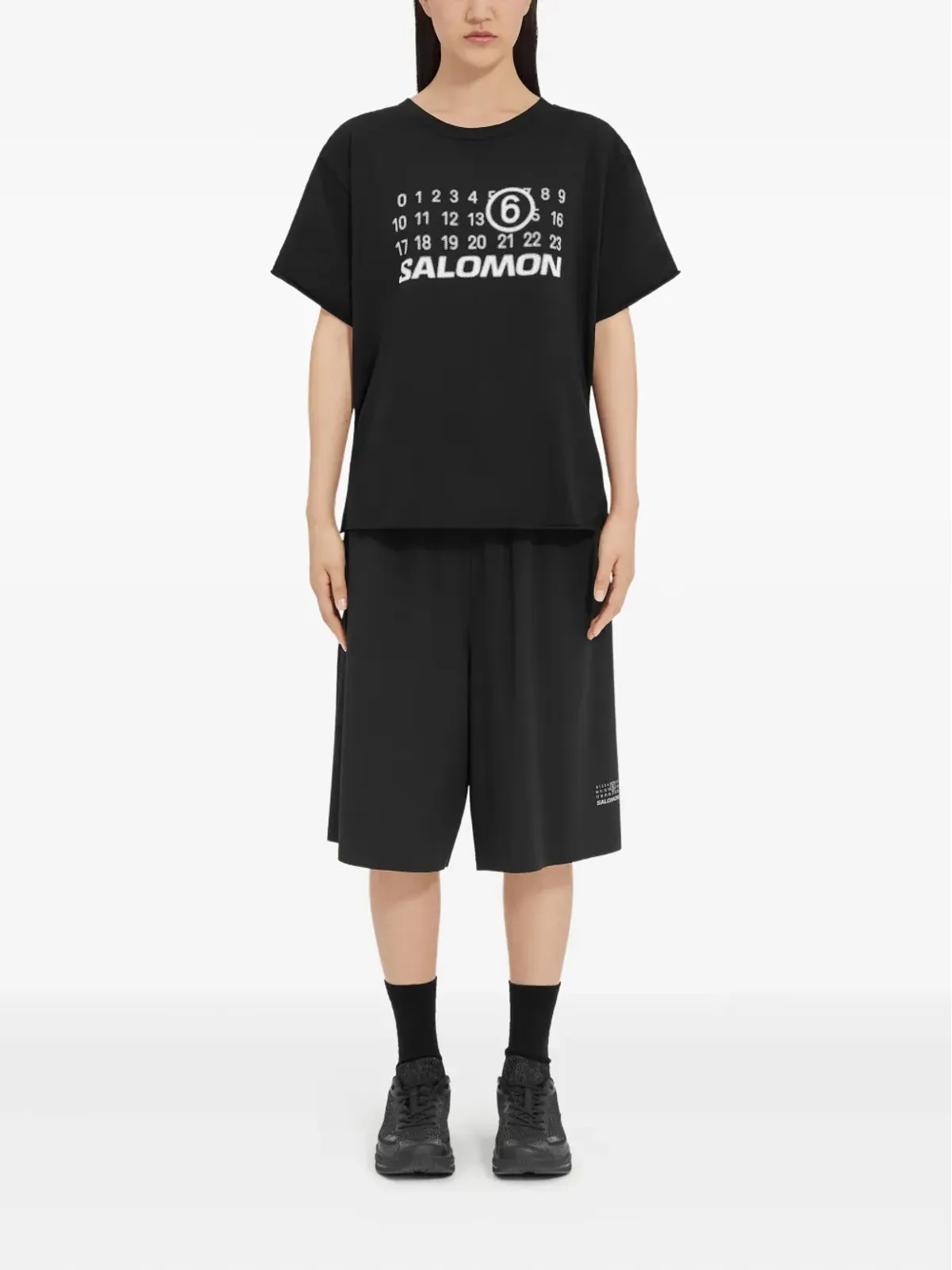 MM6 Maison Margiela X Salomon ロゴプリント Tシャツ ブラック - 画像2