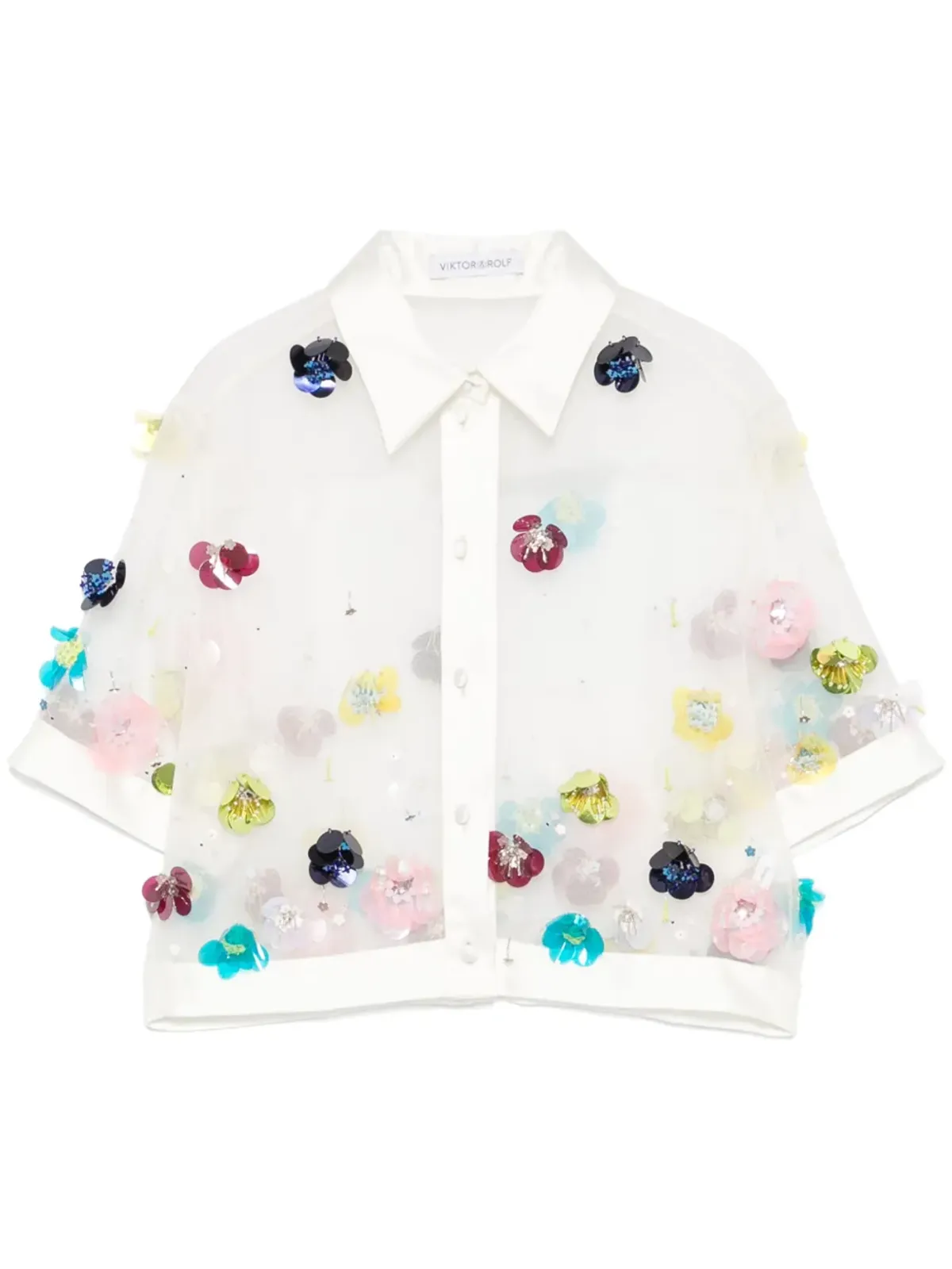 Viktor & Rolf スパンコール付きクロップドシャツ（ホワイト） - 画像1
