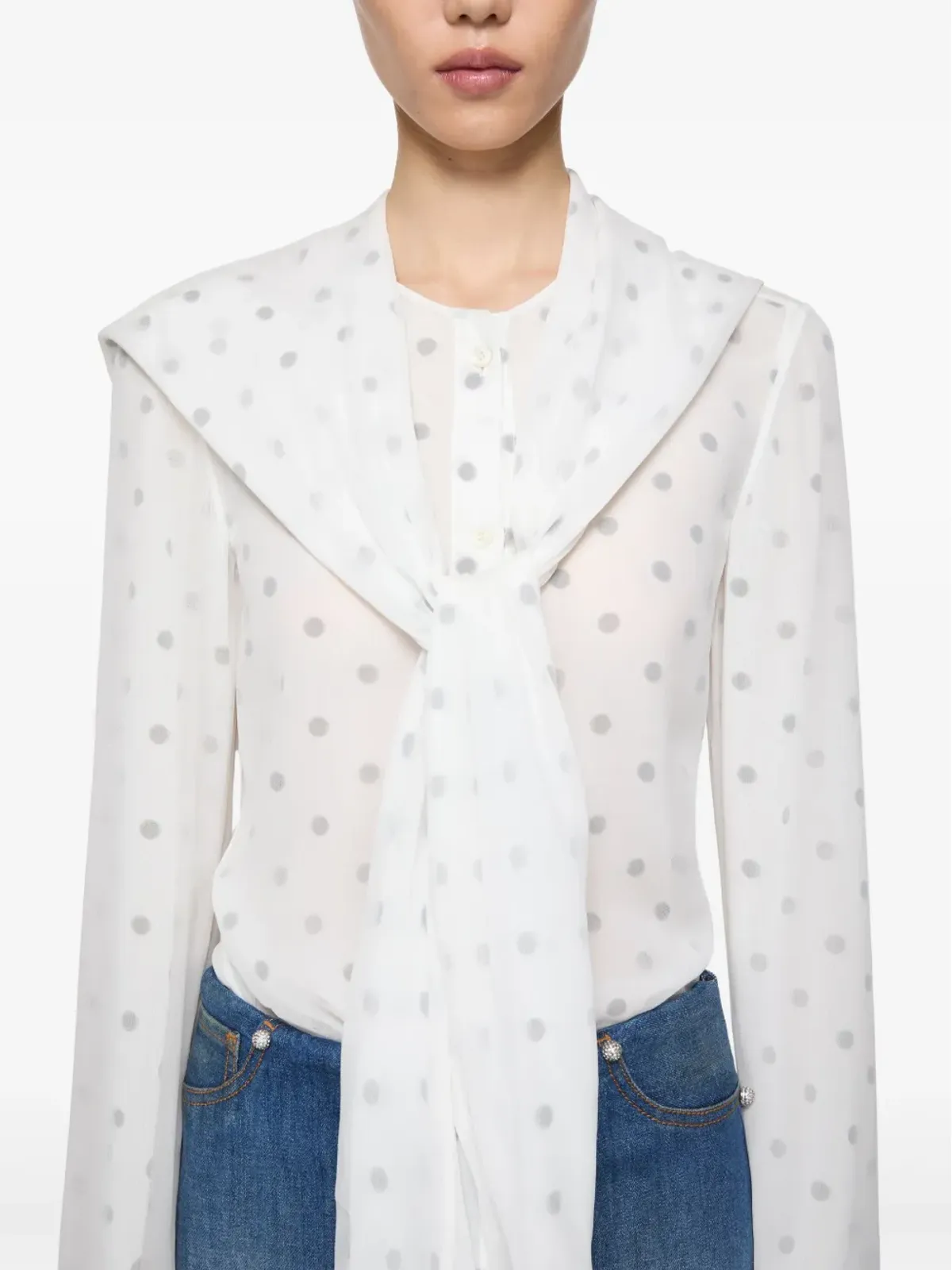 Acne Studios レイヤードタイネック ブラウス - 画像5