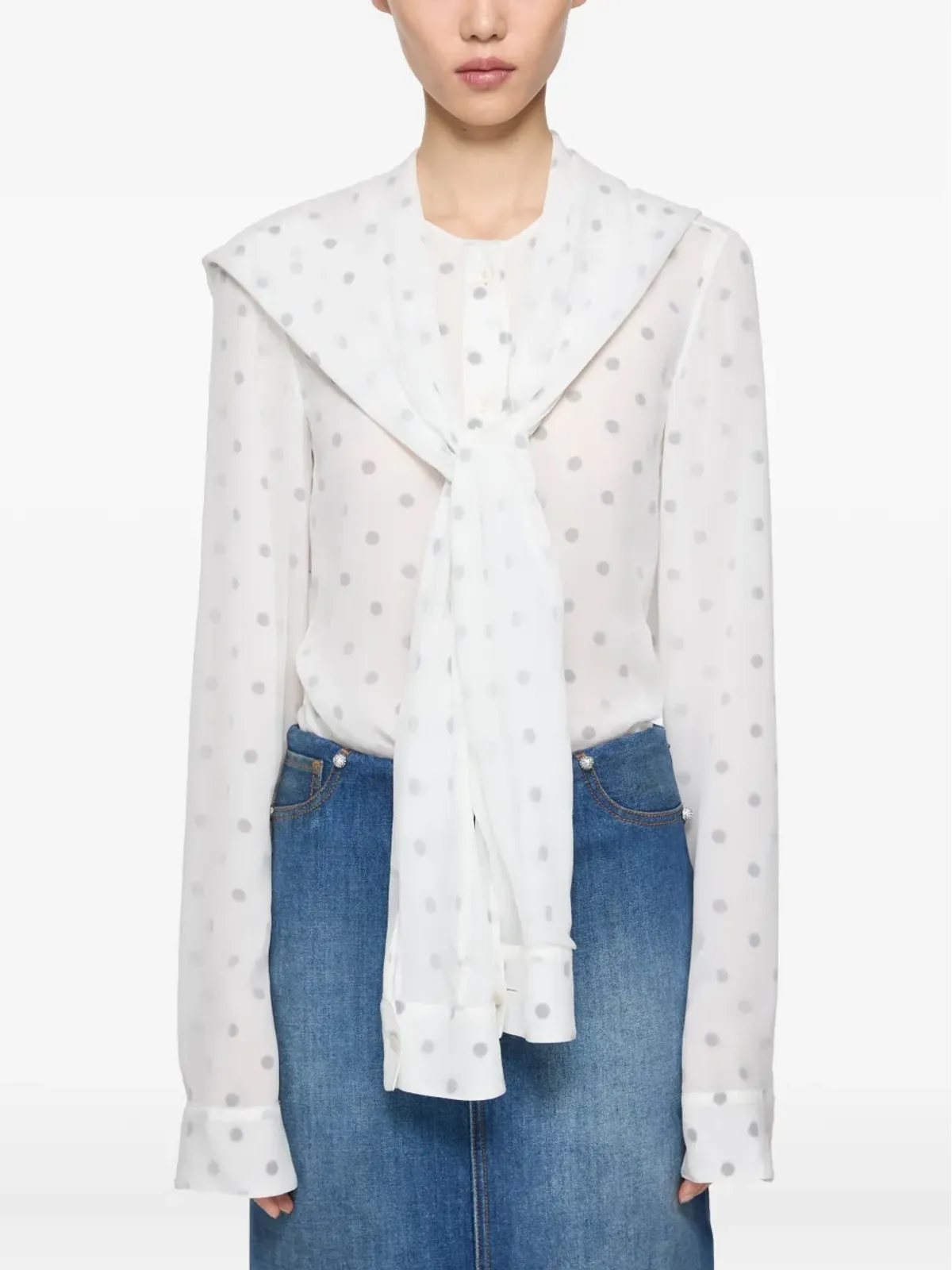 Acne Studios レイヤードタイネック ブラウス - 画像3