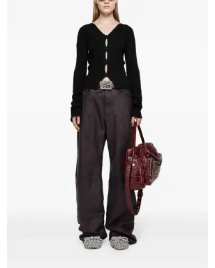 Acne Studios ボタンアップリブ編みカーディガン（ブラック） - サムネイル2