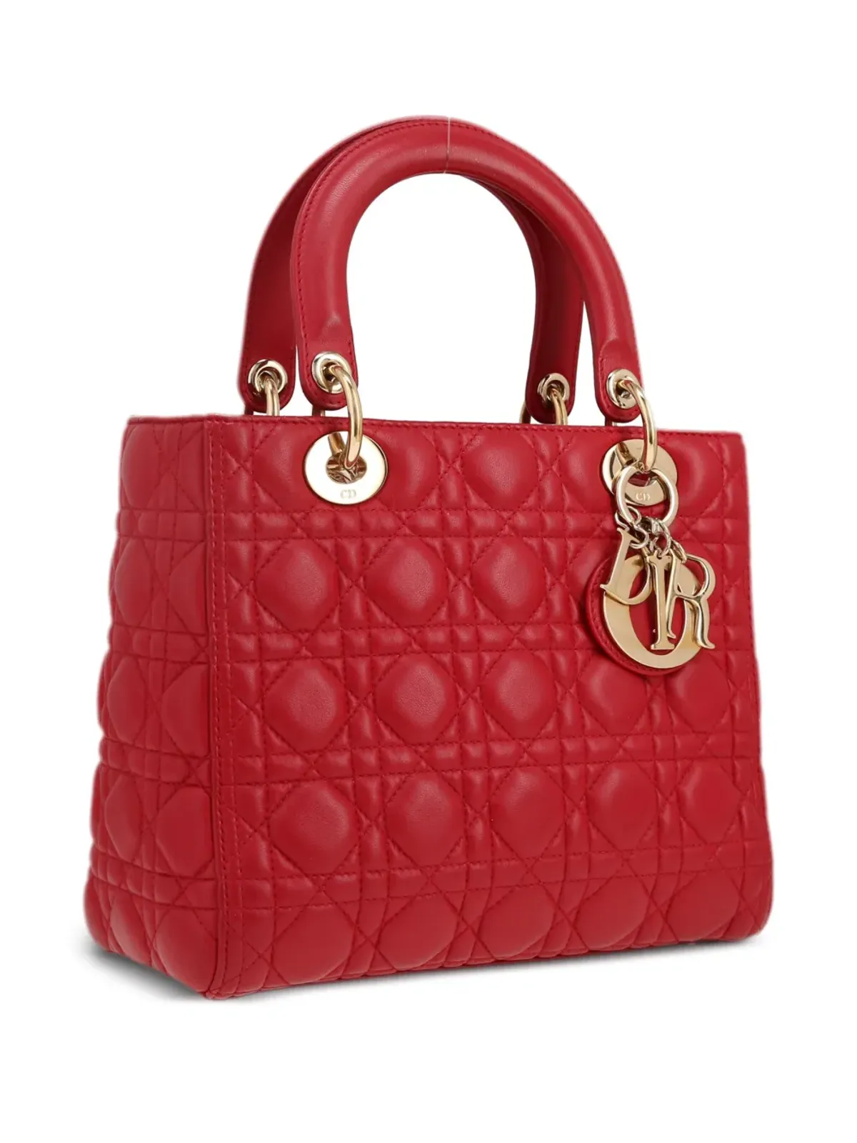 Christian Dior ビンテージ 2010年 カナージュ レディ Dior ツーウェイ ハンドバッグ レッド - 画像3