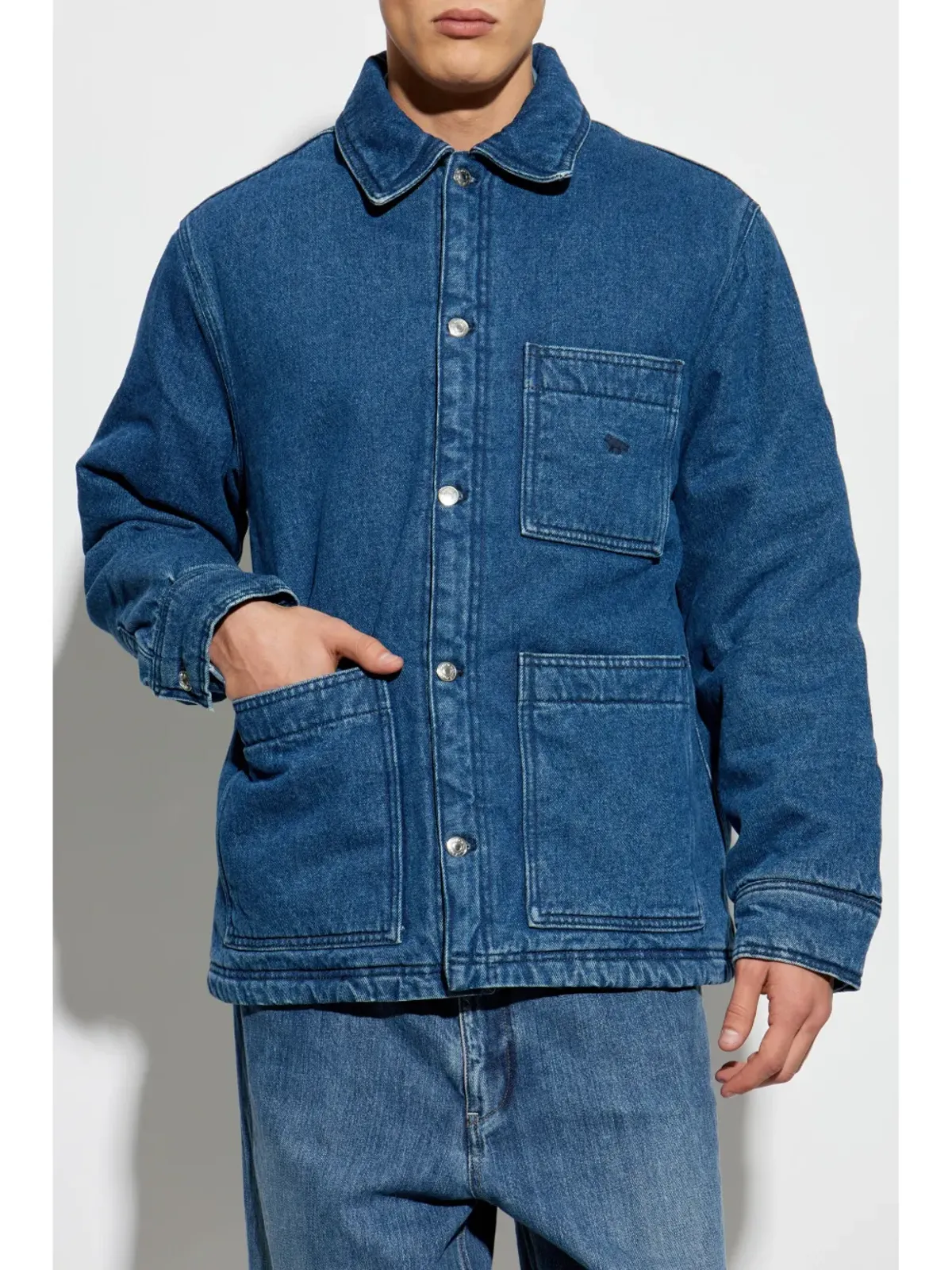 Maison Kitsuné パッド入り ワークウェア デニムジャケット ブルー - 画像3