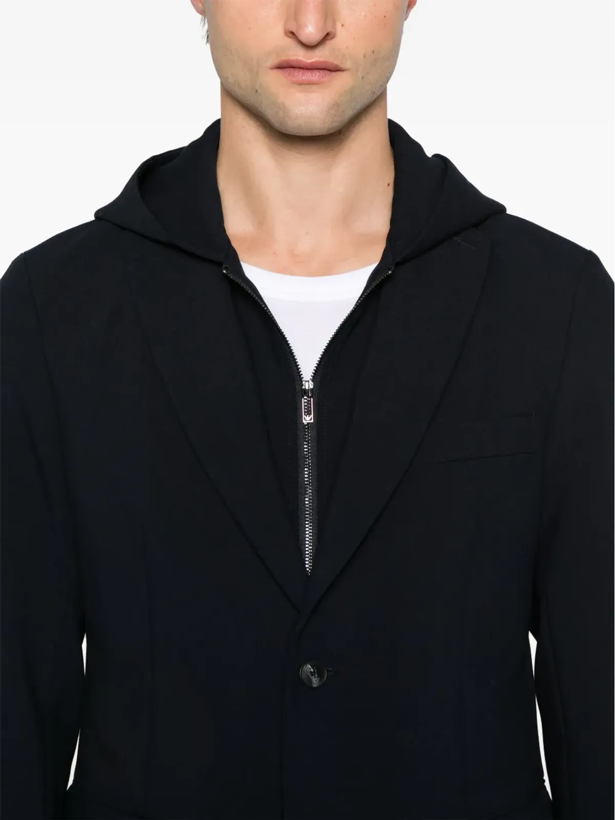 Emporio Armani デタッチャブルパネル搭載フード付きブレザー ブルー - 画像5