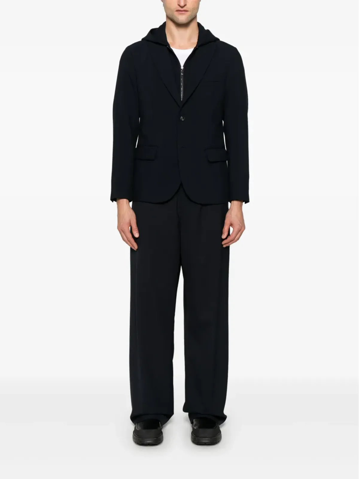 Emporio Armani デタッチャブルパネル搭載フード付きブレザー ブルー - 画像2