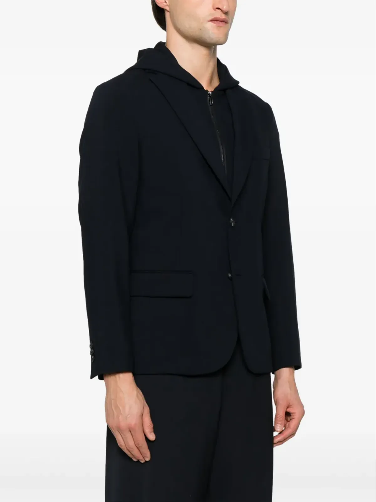 Emporio Armani デタッチャブルパネル搭載フード付きブレザー ブルー - 画像3