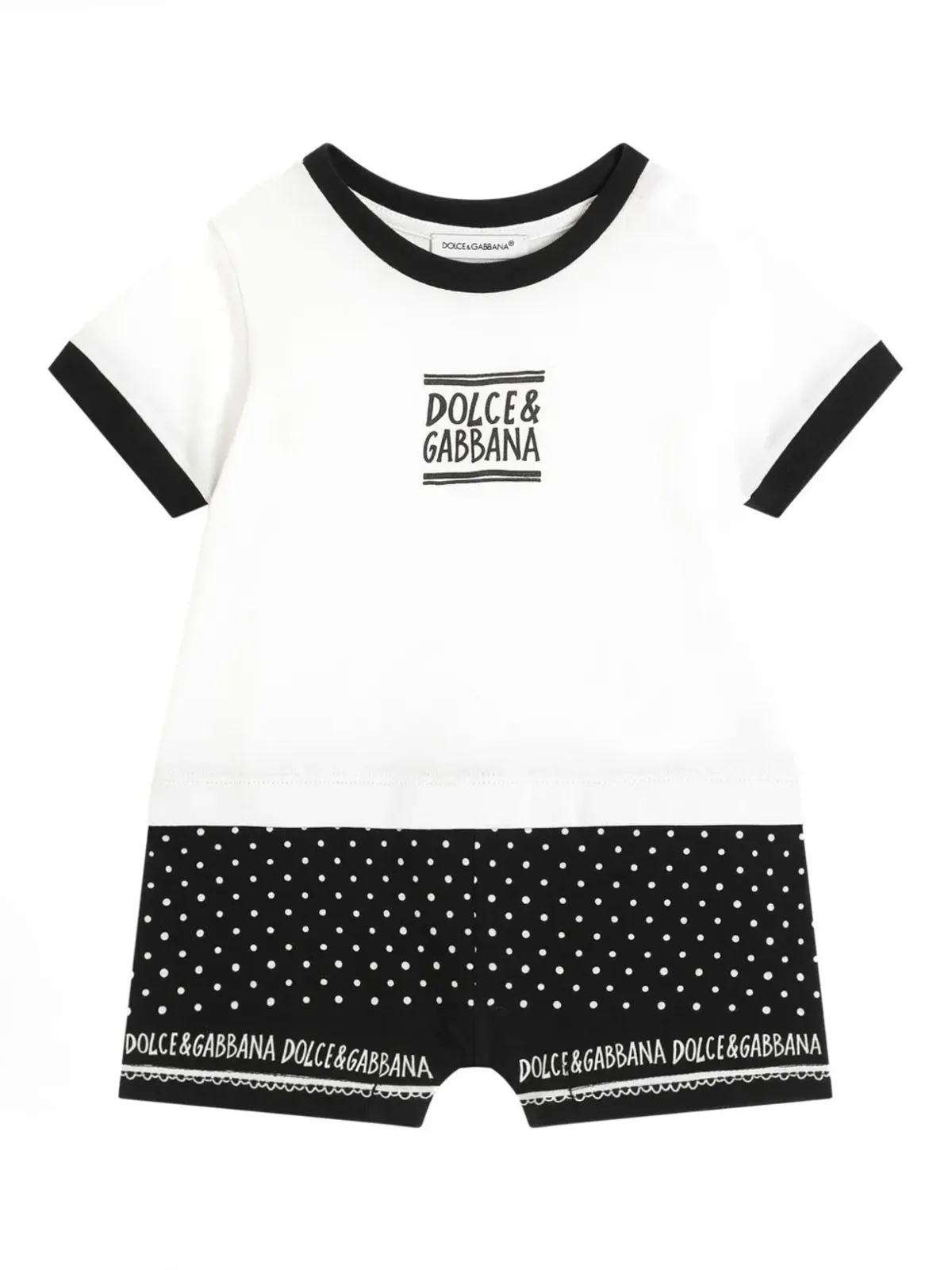 Dolce & Gabbana Kids コットン ベビー ロンパース ホワイト - 画像1