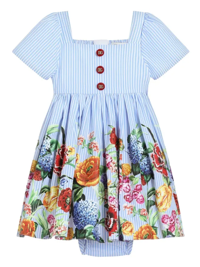 Dolce & Gabbana Kids Dolce & Gabbana Kids ストライプ柄ドレス - ブルーの商品画像