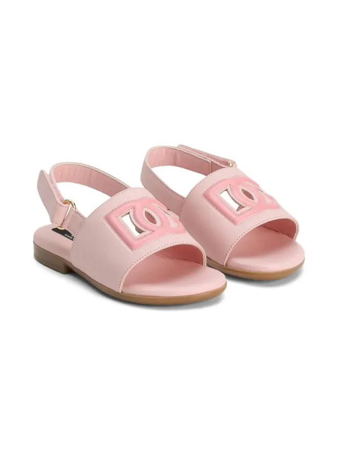 Dolce & Gabbana Kids Dolce & Gabbana Kids ロゴパッチサンダル - ピンクの商品画像