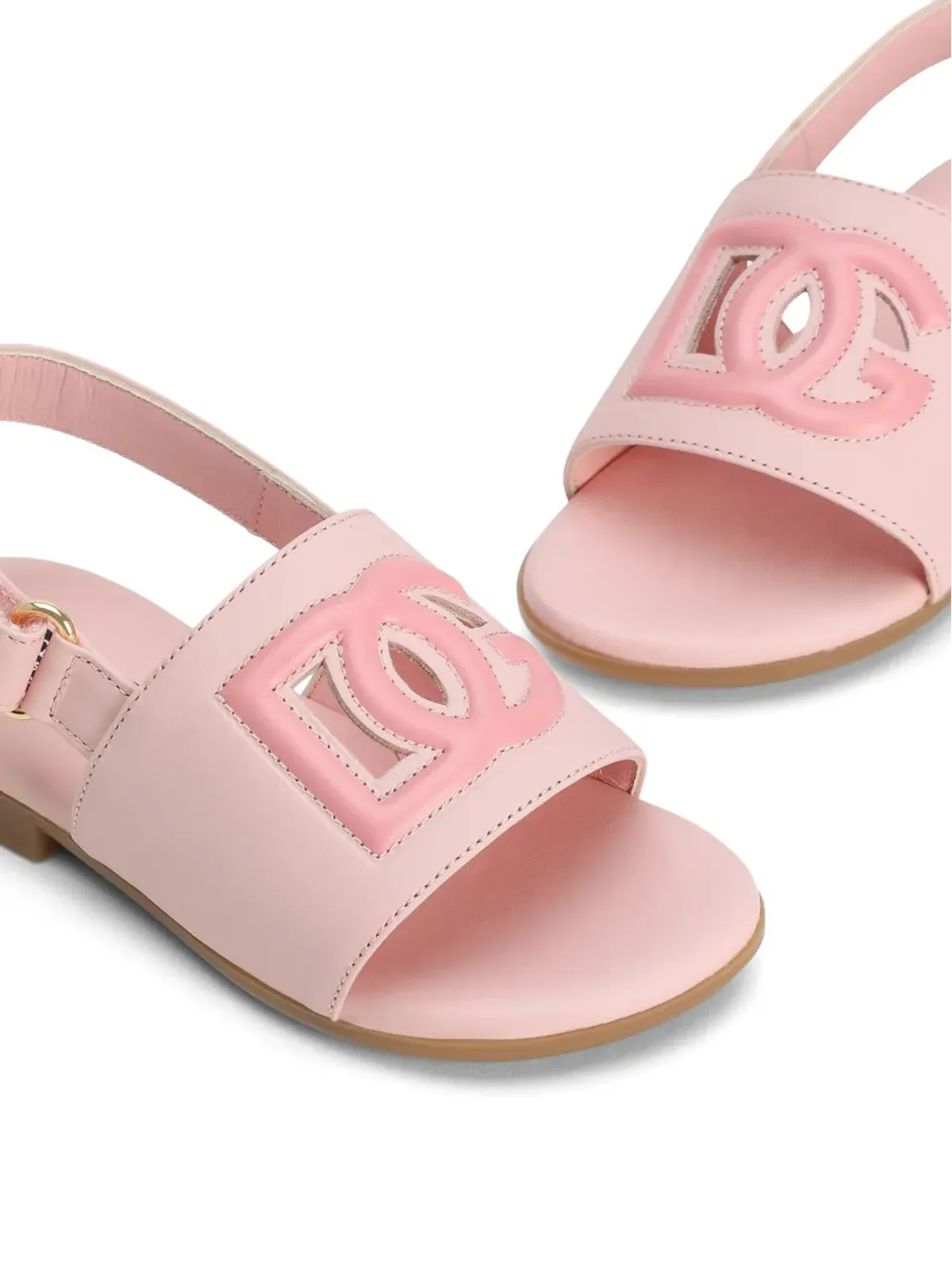 Dolce & Gabbana Kids ロゴパッチサンダル - ピンク - 画像4