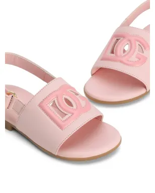 Dolce & Gabbana Kids ロゴパッチサンダル - ピンク - サムネイル4