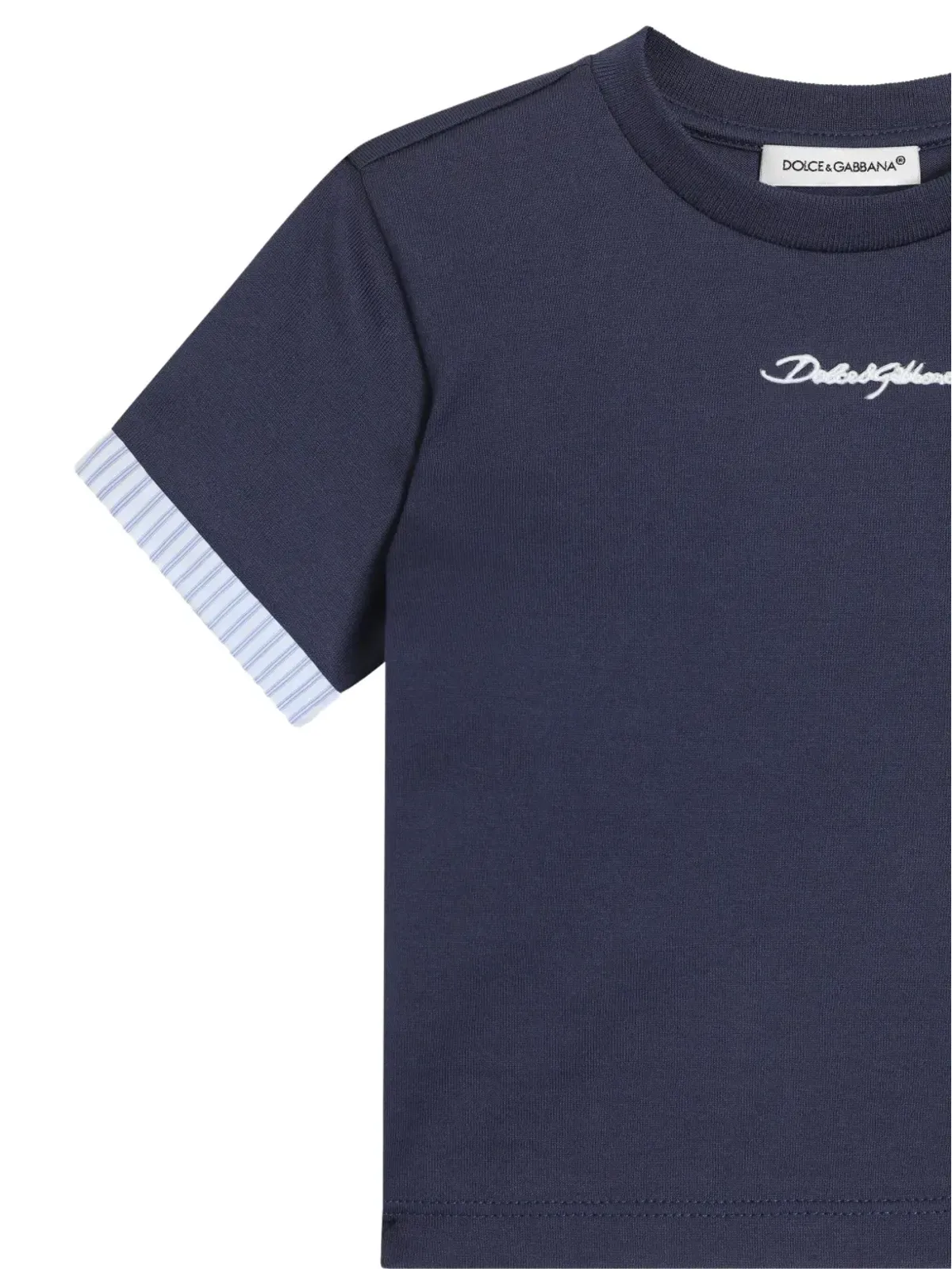 Dolce & Gabbana Kids ストライプエッジ Tシャツ ブルー - 画像4