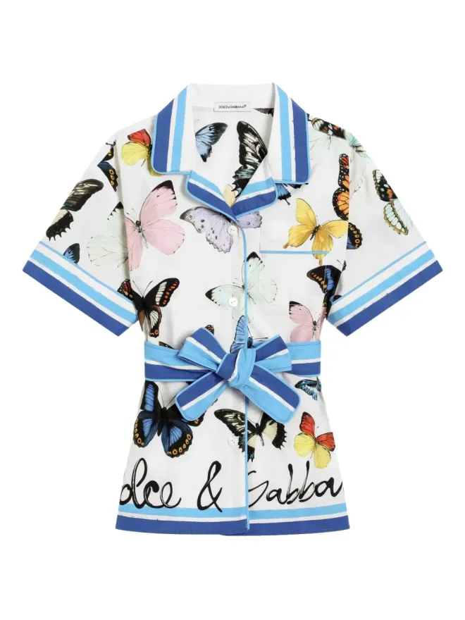 Dolce & Gabbana Kids Dolce & Gabbana Kids 蝶プリントシャツ - ホワイトの商品画像