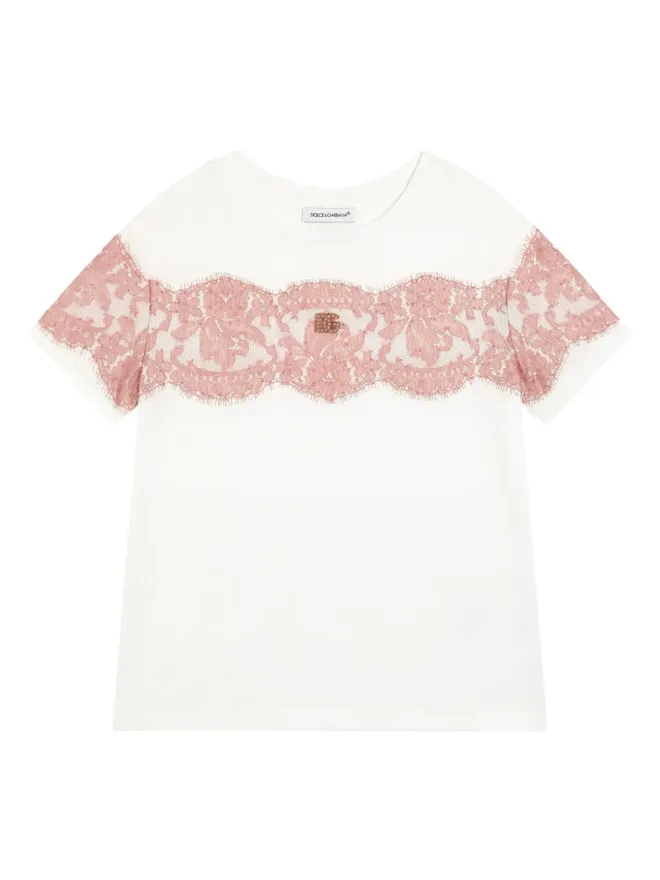 Dolce & Gabbana Kids Dolce & Gabbana Kids レースディテールTシャツの商品画像