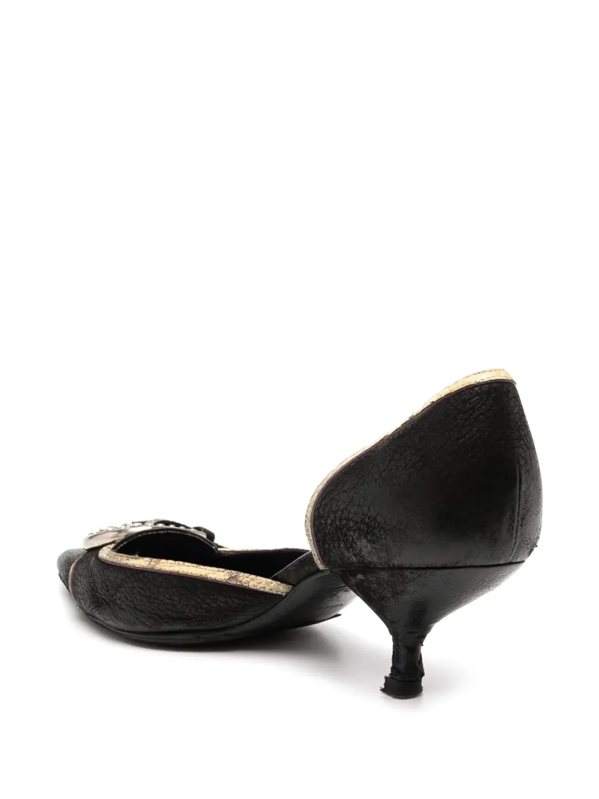 Prada Pre-Owned コントラストトリムパンプス ブラック - 画像3