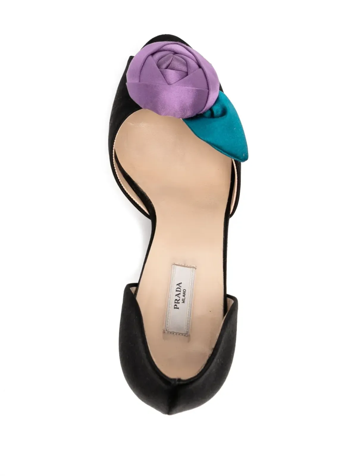 Prada ビンテージ フローラルディテール ピープトゥパンプス - 画像4