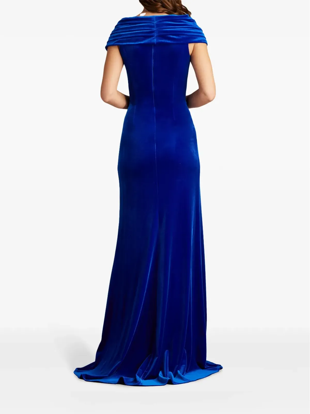 Tadashi Shoji アルヴァレス ベルベット ウォーターフォール ドレープ ガウン ブルー - 画像3
