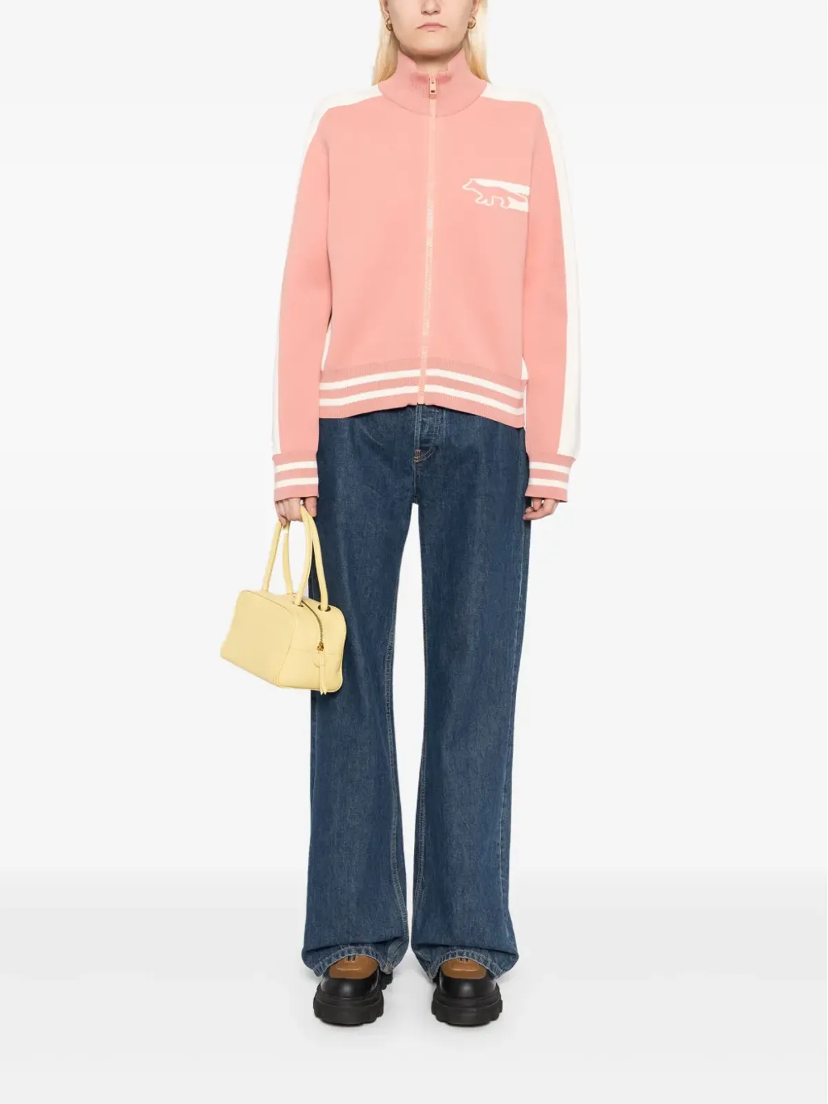 Maison Kitsuné flash fox zipped cardigan - Pink - 画像2