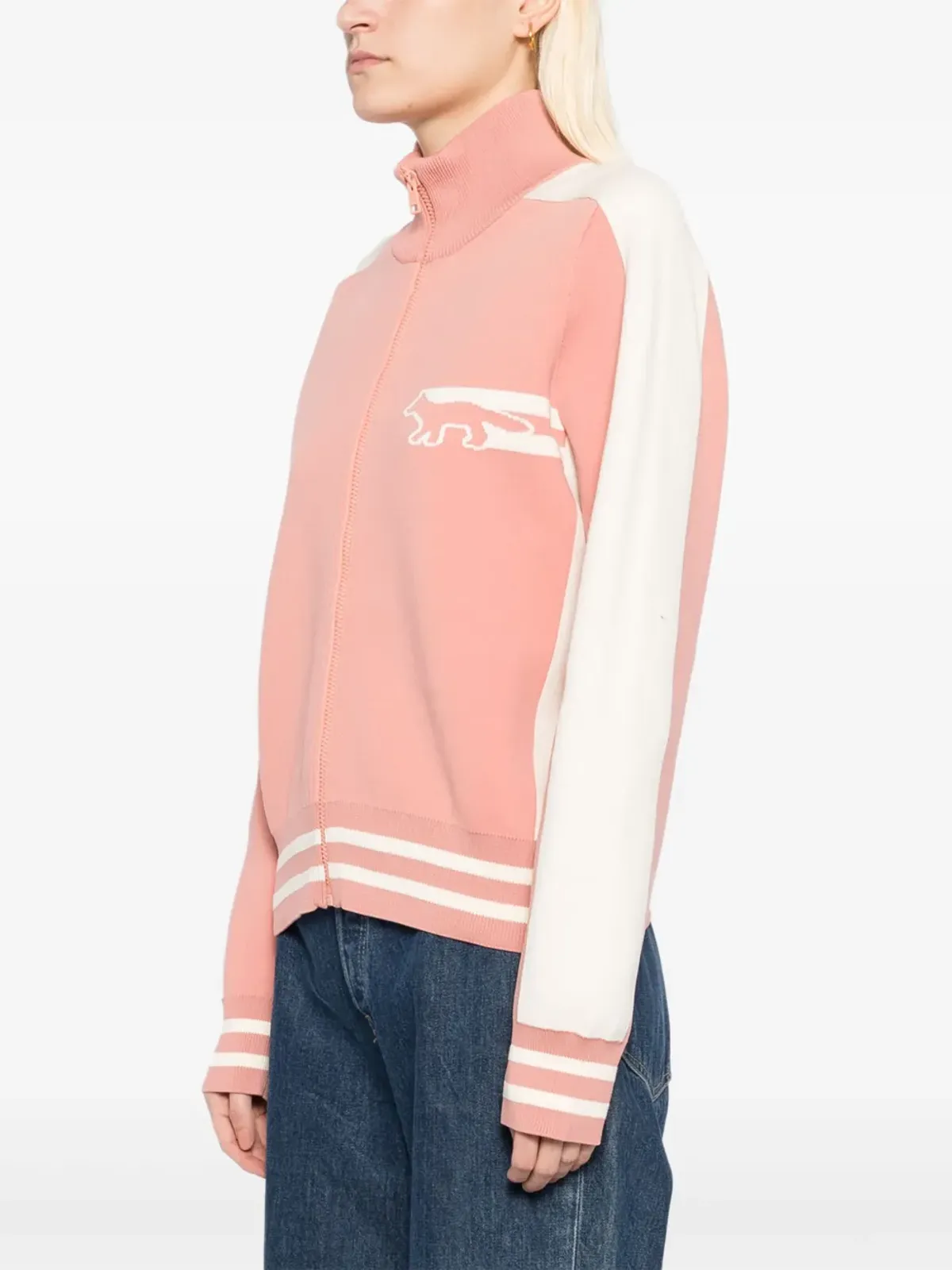 Maison Kitsuné flash fox zipped cardigan - Pink - 画像3