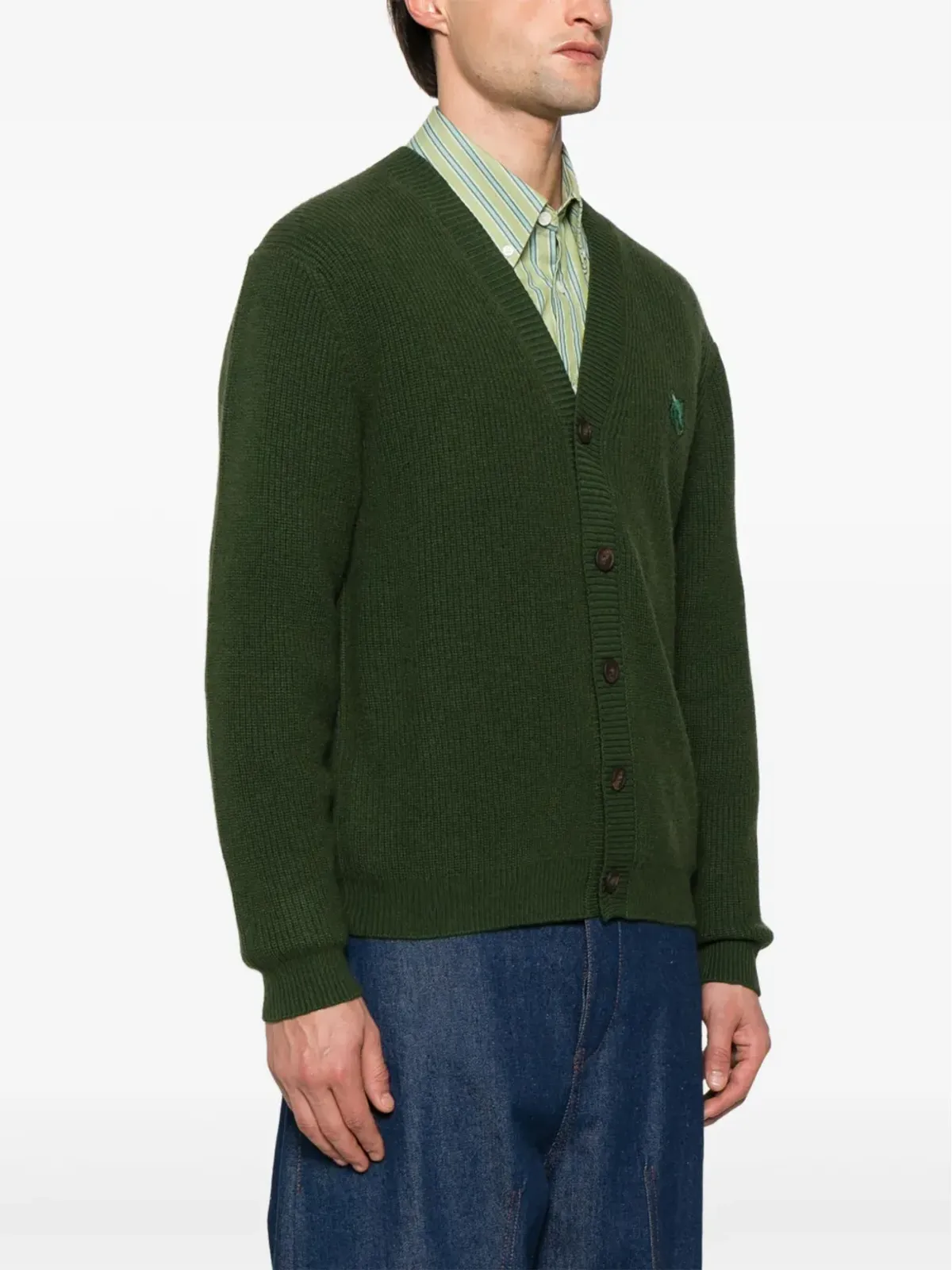 Maison Kitsuné フォックスパッチ カーディガン グリーン - 画像3