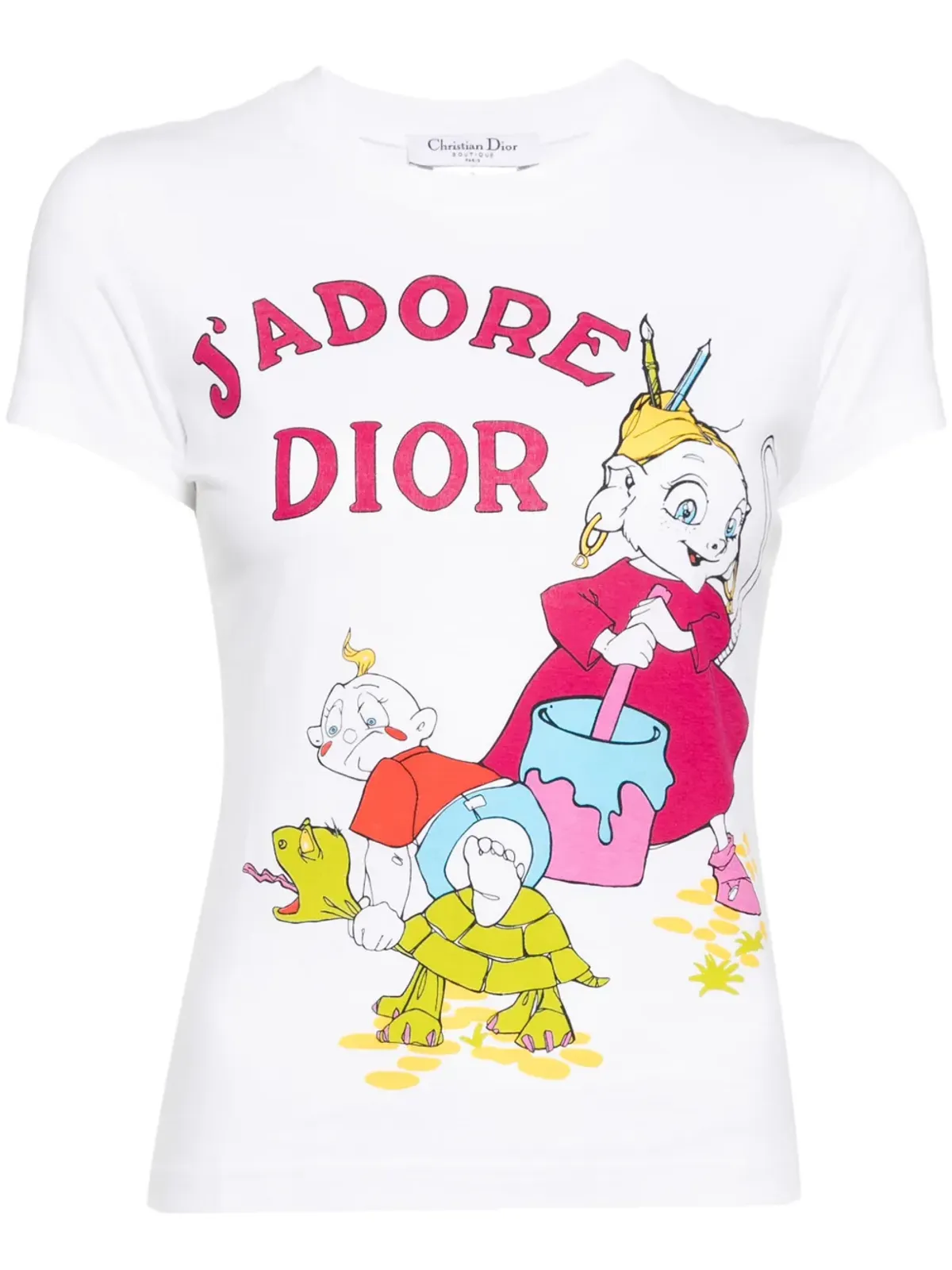 ビンテージ Christian Dior グラフィックプリントTシャツ 2002年 J'Adore Dior ホワイト - 画像1