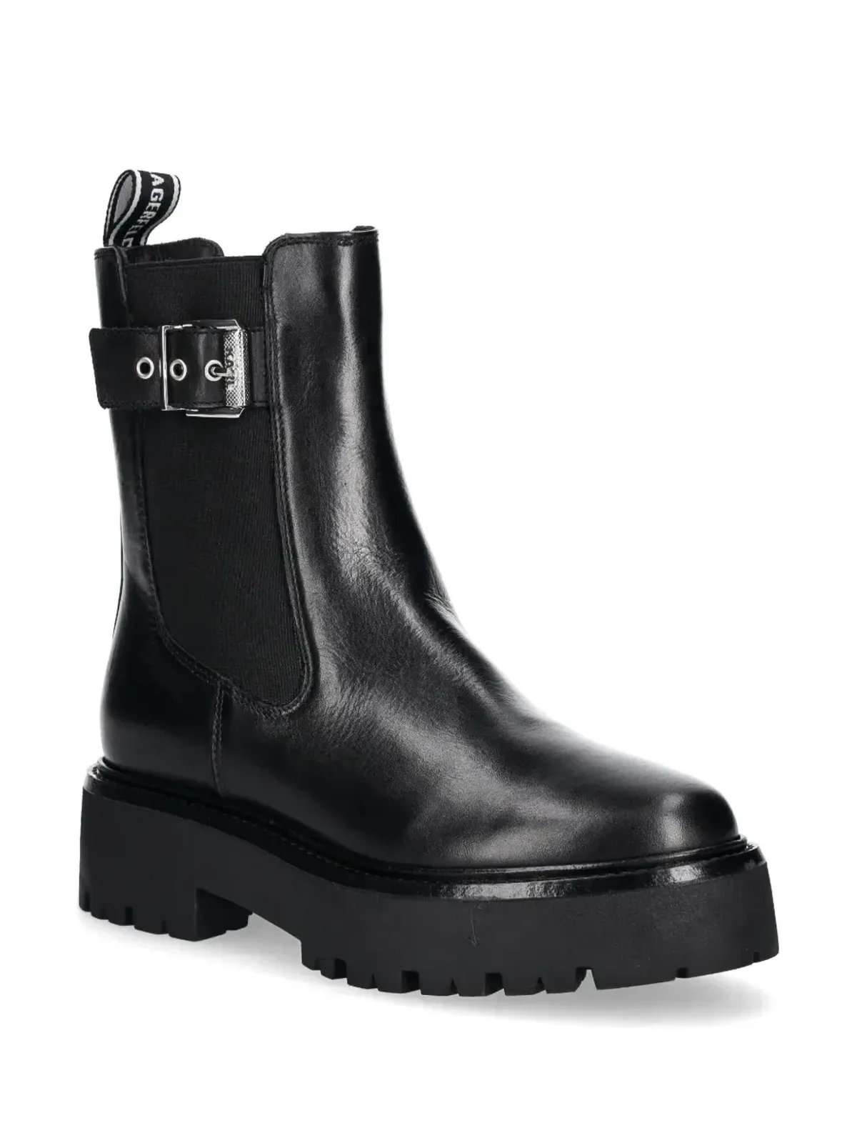 Karl Lagerfeld バックル付きレザーチェルシーブーツ - ブラック - 画像2