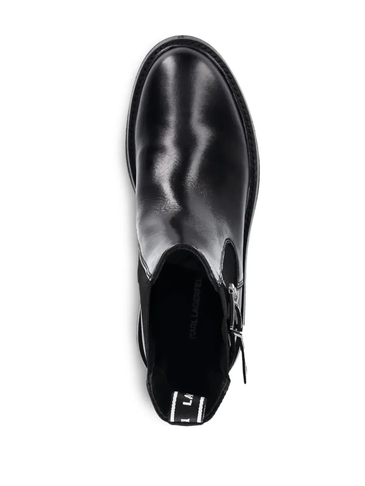 Karl Lagerfeld バックル付きレザーチェルシーブーツ - ブラック - 画像4