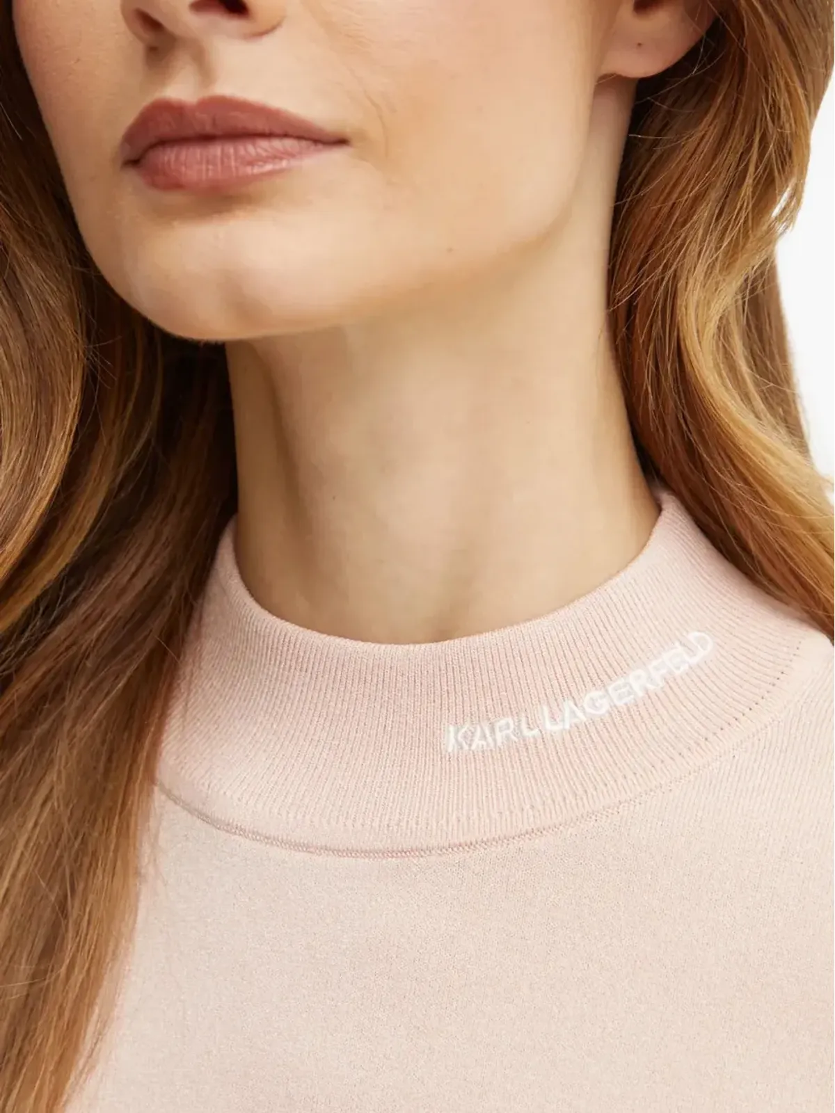 Karl Lagerfeld ロゴ入りモックネックニット - ピンク - 画像4