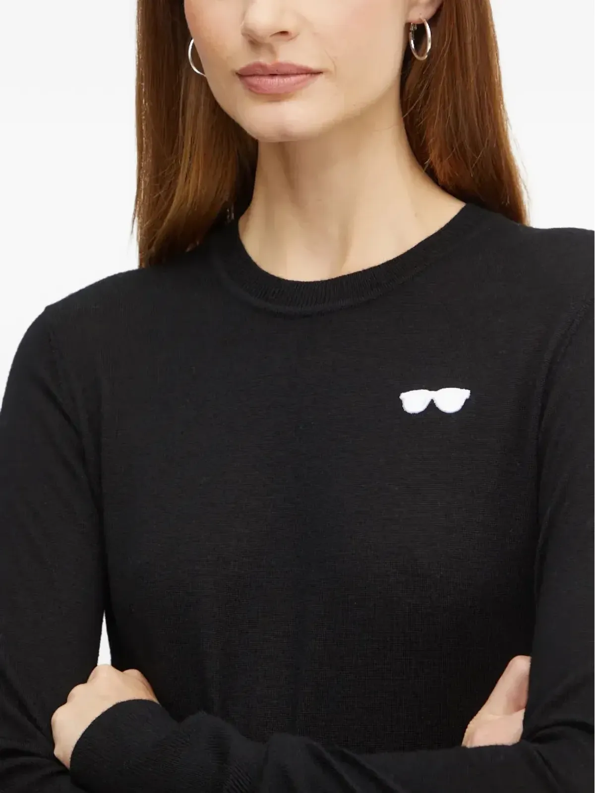 Karl Lagerfeld ブラックの刺繍入りラウンドネックニット - 画像4