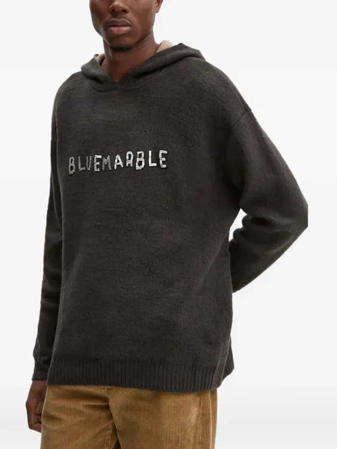 BLUEMARBLE BLUEMARBLE エンベリッシュロゴ フード付きスウェットシャツ ブラックの商品画像