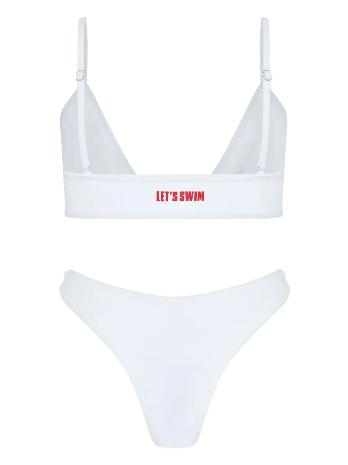 Let's Swim White Shark-logo bikini top - 画像2
