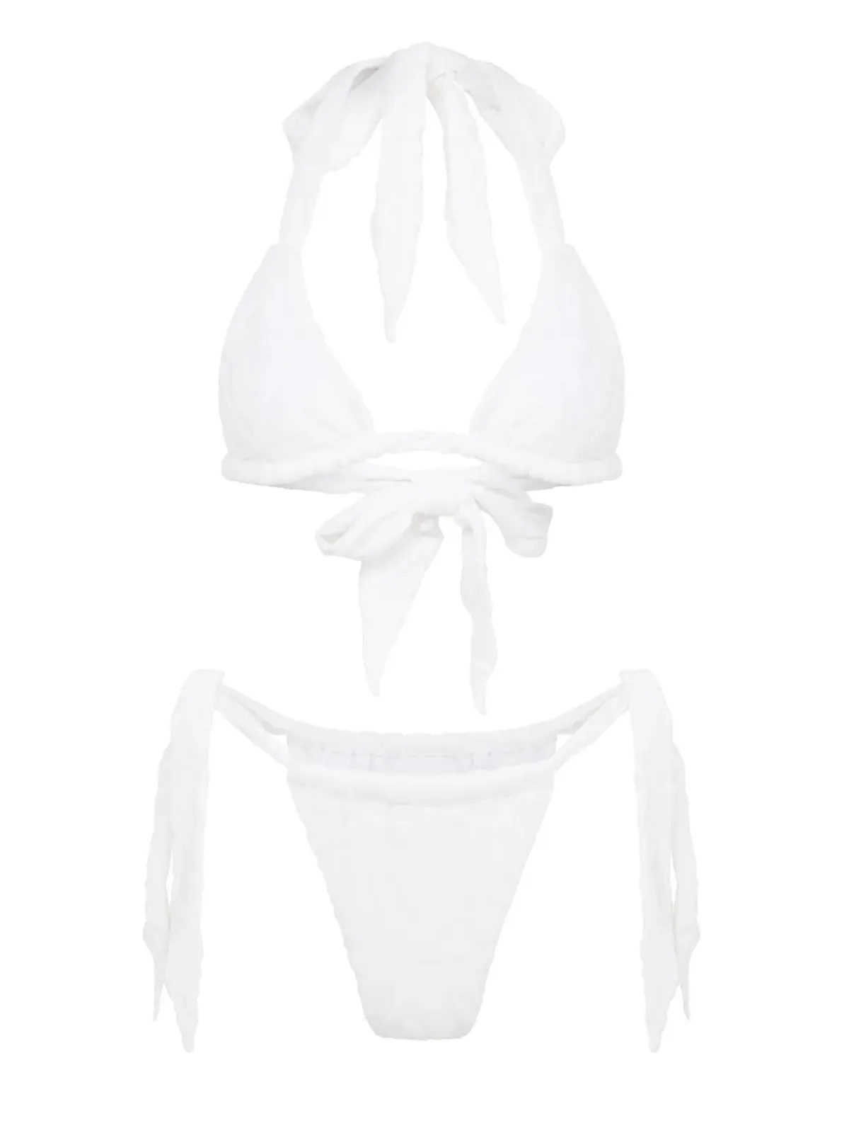 Let's Swim タイファスナー付きシャークジャカードビキニボトムス - White - 画像1