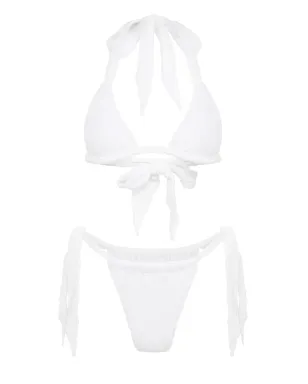 Let's Swim タイファスナー付きシャークジャカードビキニボトムス - White - サムネイル1