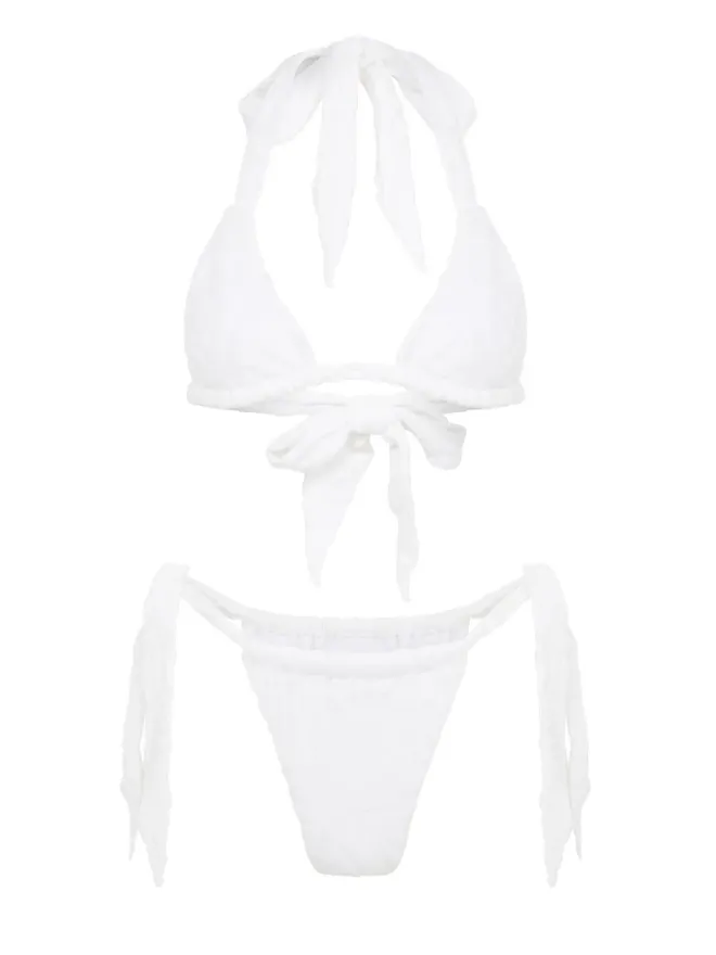 Let's Swim Let's Swim タイファスナー付きシャークジャカードビキニボトムス - Whiteの商品画像
